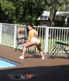 Kelsi Monroe, brunette, nude, ass, shower, pool