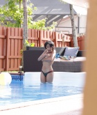 Brittney White, ebony, busty, topless, pool, caught, strip, changing