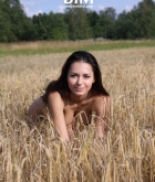 Helga Lovekaty, brunette, nude, busty, trimmed, outdoors