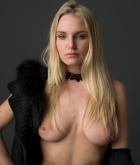 Liz Ashley, topless, blonde, studio, pose