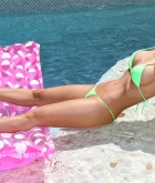Nicole Aniston, topless, ass, g string, bikini, pool, blonde, strip