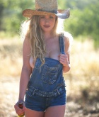 Holly Jade, blonde, outdoors, beer, topless, boobs, cowgirl