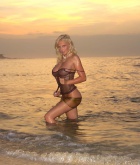 Michelle Marsh, topless, busty, blonde, beach, sunset, ass