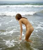 Karina, naked, tan lines, ass, beach, brunette
