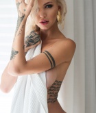 Priscila Zoo, blonde, busty, ass, tan lines, tattoo