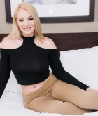 Hadley Viscara, blonde, topless, busty, bed, ass