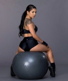 Gina Valentina, brunette, naked, trimmed, ass, workout, studio, strip