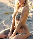 Hayley Marie Coppin, blonde, naked, trimmed, beach, sand, ass