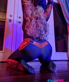 Kayla Kiss, blonde, topless, thong, ass, cosplay, costume