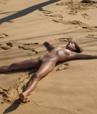 Jessa, brunette, naked, trimed, beach, ass, outdoors