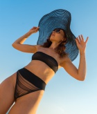 Jeny Smith, brunette, nude, see through, hat, shades, outside, thong
