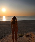 Serafina, brunette, nude, outdoors, beach, ass, pose
