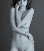 Eden Arya, brunette, naked, shaved, boobs, pose, studio