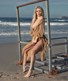Katya, blonde, naked, shaved, ass, pose, outdoors, beach, photo shoot