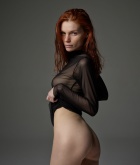 Vi, redhead, naked, shaved, ass, pose, see through, studio, photo shoot