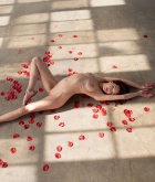 Madeline Amour, redhead, naked, shaved, dance, couch, window
