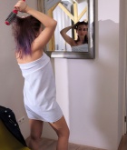Isabele, ass, brunette, lingerie, model, naked, pose