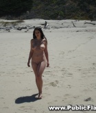 Laila, brunette, nude, beach, outdoors, busty
