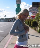 Hannah Hilton, blonde, outdoors, public, flash, busty