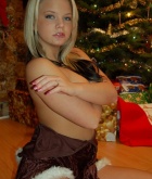 Sexy Canadian Ashleigh, blonde, strip, tease, piercing, outdoors, Christmas, tattoo