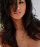 Sunny Leone, brunette, strip, lingerie, piercing, outdoors, latin