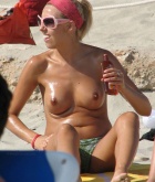 topless, bikini, beach, outdoors