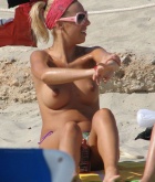 topless, bikini, beach, outdoors
