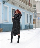 Gabriella Lupin, redhead, nude, flash, coat, snow