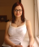 Eva Wyrwal, redhead, strip, busty, lingerie