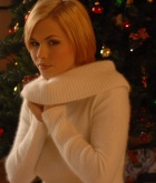 Eva Wyrwal, blonde, strip, Christmas, tree, bauble