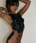 Ivy Black, brunette, nude, paint, tattoo