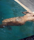 Jenni Gregg, blonde, nude, pool, wet, outdoors