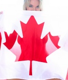Hayley Marie, blonde, nude, flag, Canada, pose