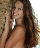 Alisa B, brunette, nude, beach, pose, cliff