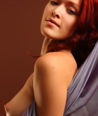 Vanessa, redhead, nude, veil, pose, dance, fabric