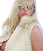 Hayley Marie Coppin, blonde, strip, sunglasses, belt