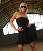 Carol Goldnerova, blonde, strip, busty, dress