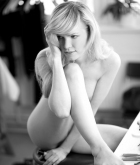 Marketa Belonoha, blonde, nude, make up, chair