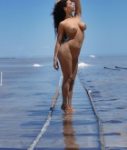 Zahyra Amat, brunette, nude, pose, water, tracks