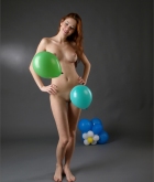 Iveta, redhead, nude, balloons, pose