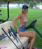 Melissa Midwest, blonde, strip, golf, public