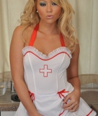 Natalia Forrest, blonde, strip, nurse, Halloween