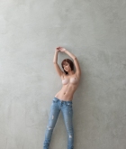 Hayden Winters, brunette, strip, busty, jeans