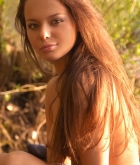Hanna B, brunette, nude, pose, outdoors, lake