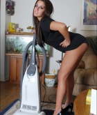 Reagan Manx, brunette, strip, vacuum, panties