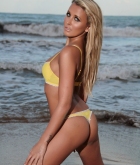 Rachel Louise, blonde, strip, bikini, beach, wet