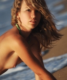 Nata, blonde, strip, bikini, beach, wet, sand
