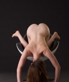 Anna-Leah, brunette, strip, nude, chair, busty, ass