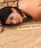 Adrianne Black, brunette, nude, busty, lei, sand