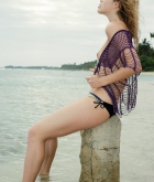 Alissa White, blonde, strip, nude, beach, wet, sand